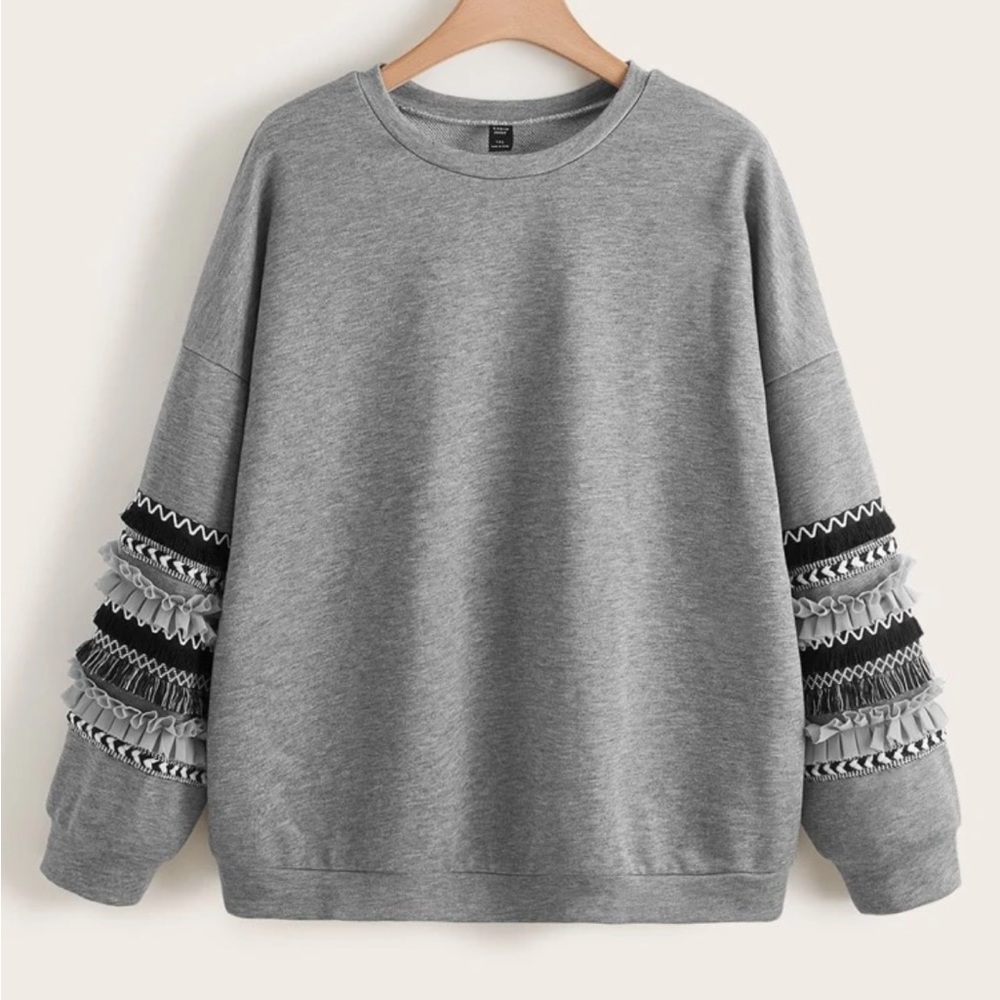 NWOT SHEIN Fringe Sleeve Sweatshirt